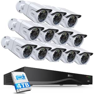 4K 24-Channel 4TB POE NVR Security Camera System with 12 Wired 8MP Outdoor Cameras, AI Detection, Dual-Disk, Cooling Fan