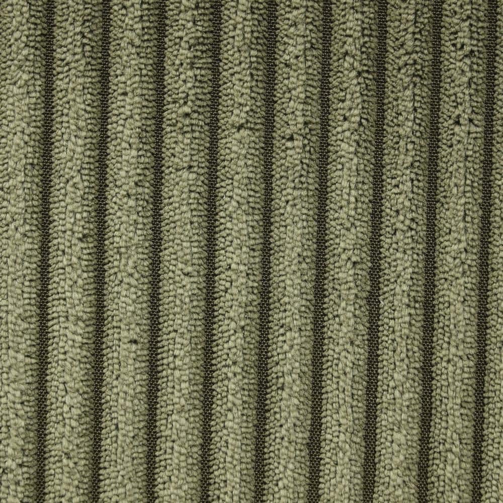Green Corduroy Fabric Sectional Sofa with Storage Ottoman