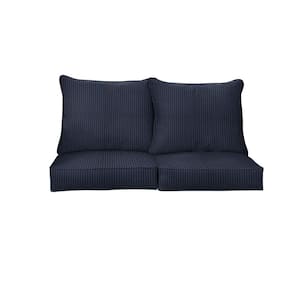 22.5 in. x 22.5 in. Sunbrella Scale Indigo Deep Seating Indoor/Outdoor Loveseat Cushion