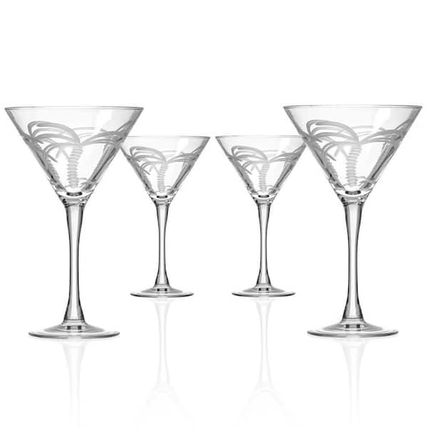 Palm Tree 10 oz. Martini Cocktail Glasses - Set of 4