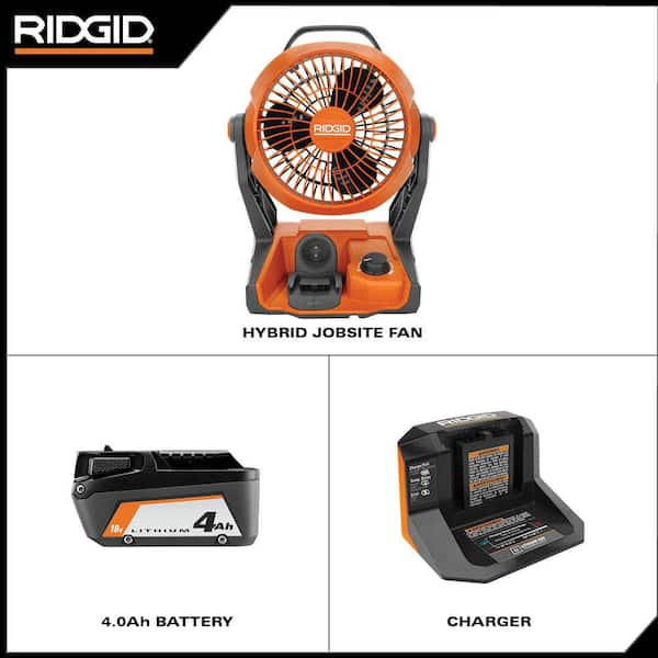 RIDGID 18V Cordless Jobsite Fan Kit with 4.0 Ah Battery and Charger R860721KN The Home Depot