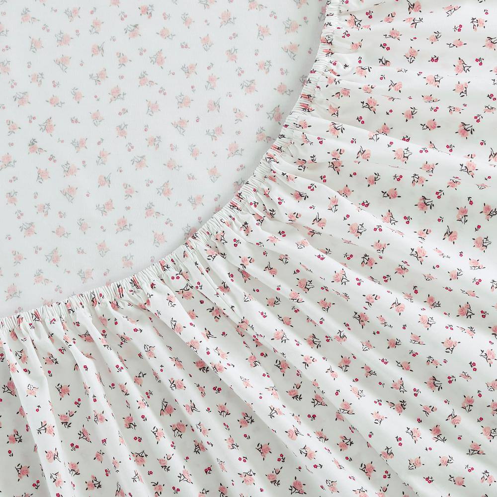 Baby Buds Pink Cotton Percale Full Sheet Set