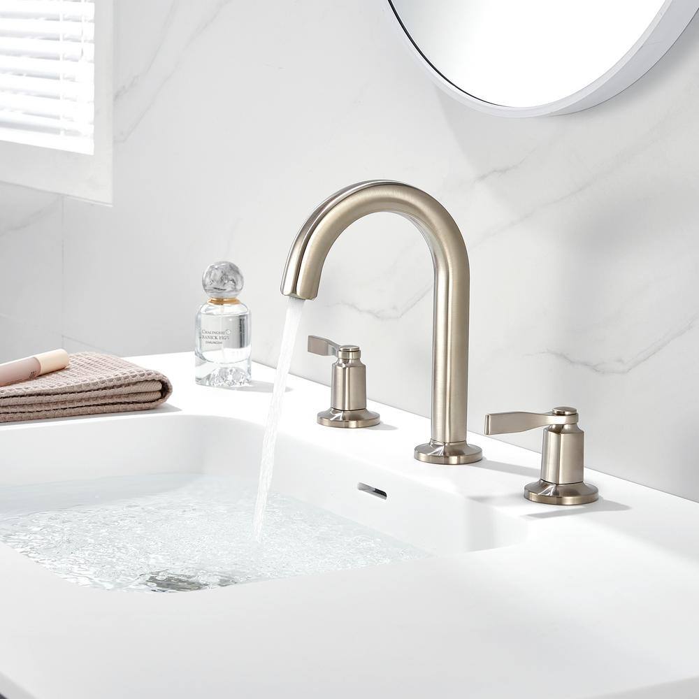 Larko Brushed Nickel 8 in. Widespread 2-Handle Bathroom Faucet