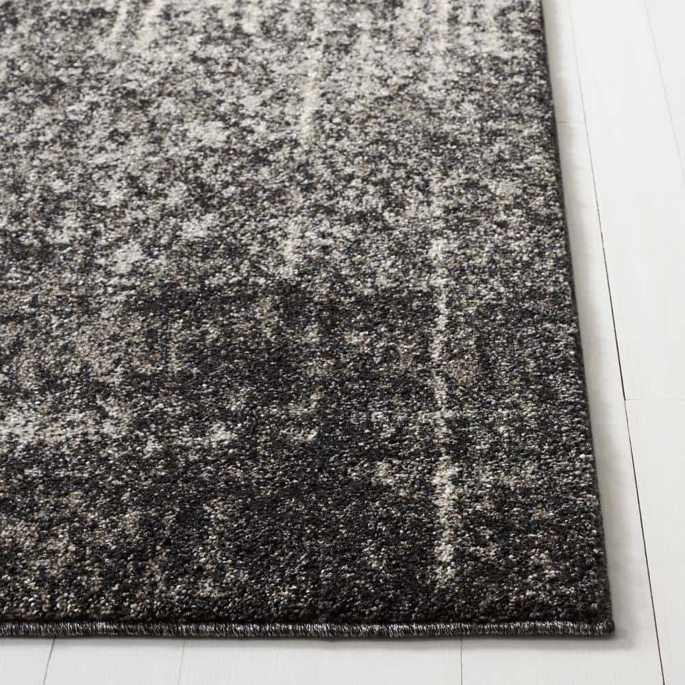 Mid-Century Abstract Black and Light Grey Shag Rug 6' x 9'