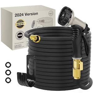 3/4 in. Dia x 100 ft. Black Light-Weight Water Hose with 40 Layers of Innovative Nano Rubber