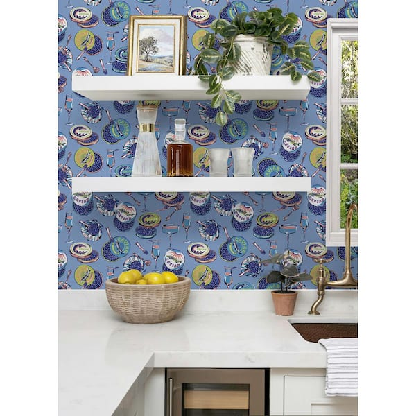 Champagne and Caviar Blue Peel and Stick Wallpaper Sample