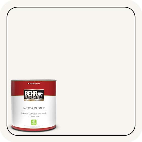 BEHR PREMIUM PLUS 1 qt. Designer Collection #DC-001 Whipped Cream Flat Low Odor Interior Paint & Primer