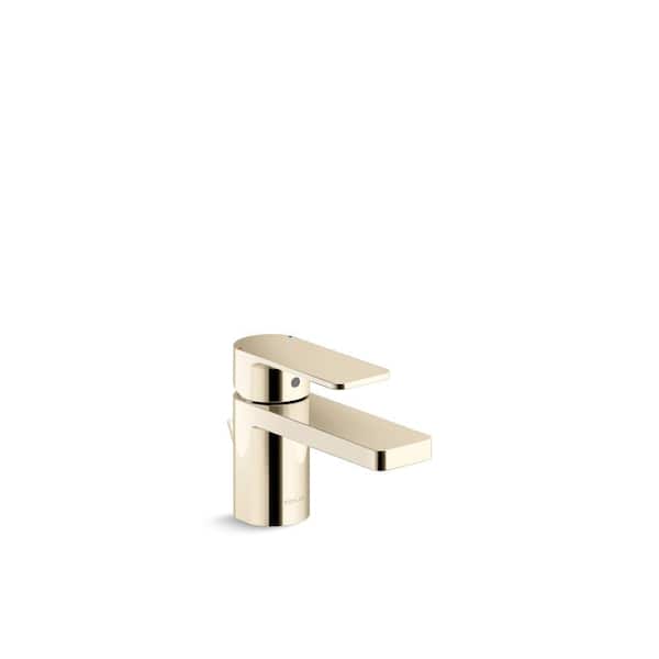 KOHLER Parallel Single Handle Single Hole Bathroom Faucet in Vibrant French Gold