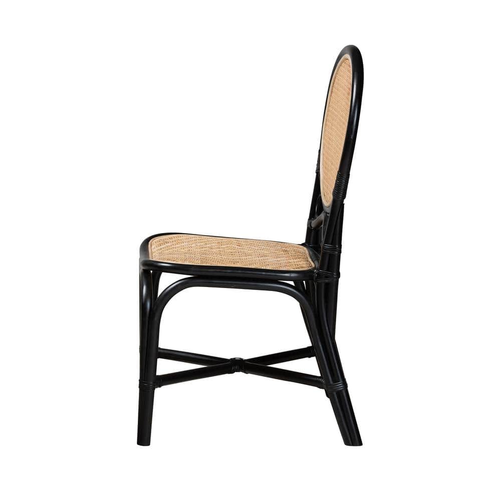 Ayana Black and Natural Rattan Low Side Chair