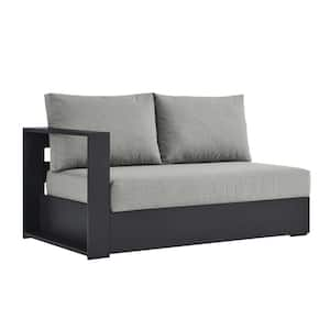 Tahoe Outdoor Patio Powder-Coated Aluminum Modular Left-Facing Loveseat in Gray Gray