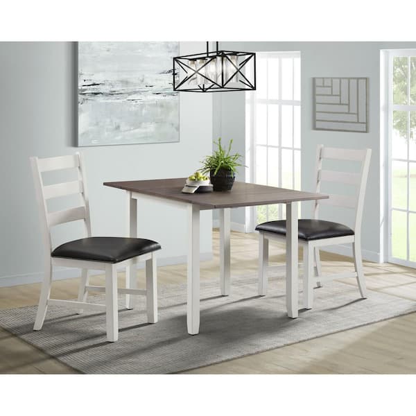 3 piece drop leaf dining set white