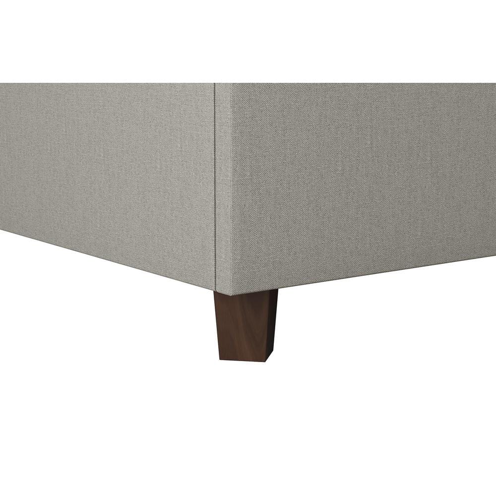 Elegant Queen Gray Linen Tufted Upholstered Bed with Wood Frame