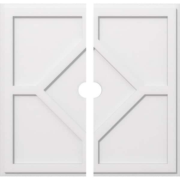 Ekena Millwork 1 in. P X 11 in. C X 32 in. OD X 3 in. ID Embry Architectural Grade PVC Contemporary Ceiling Medallion, Two Piece