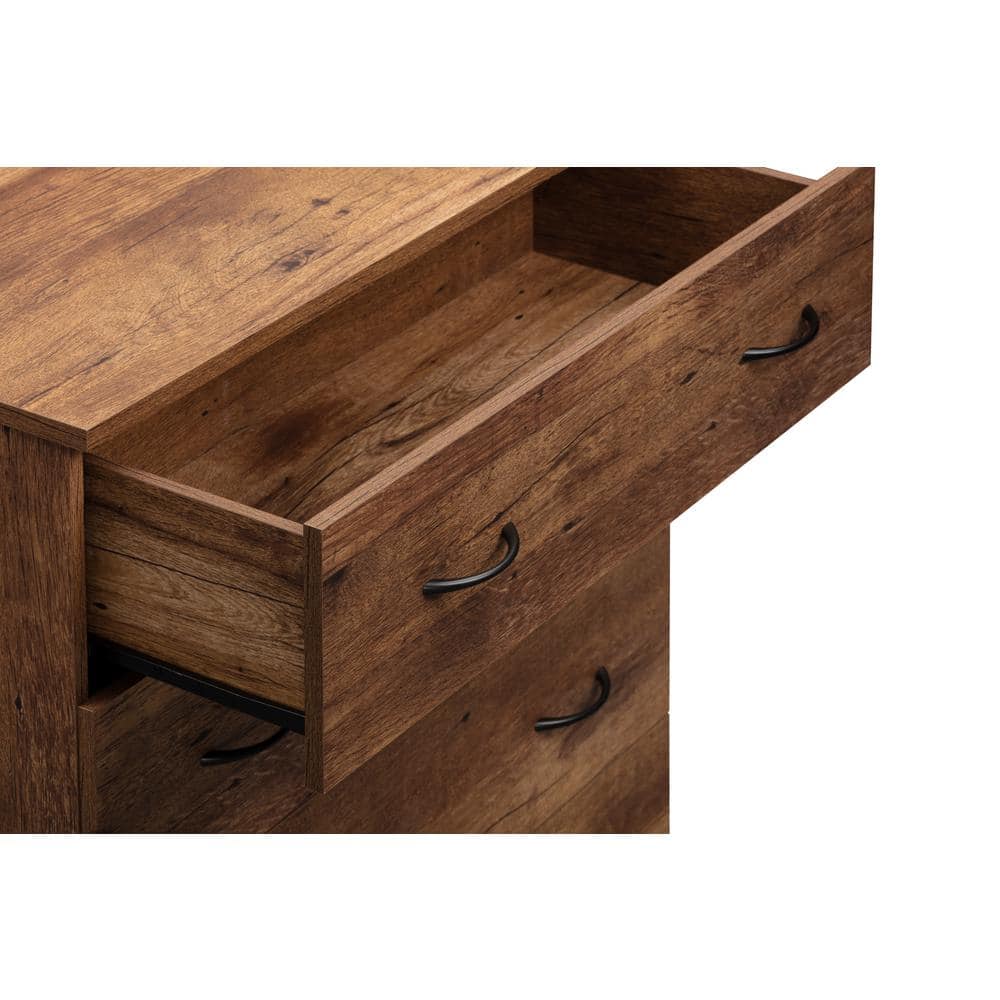Mountain Oak Four Drawer Chest with Black Pulls