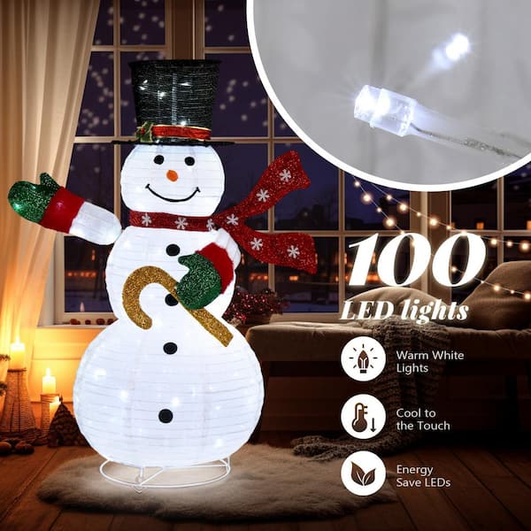 Karl home 48 in. White Christmas Snowman Decor with Lights