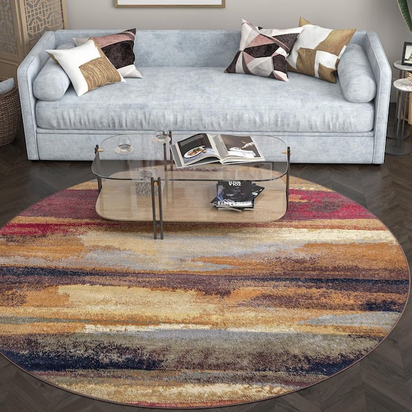 Festival Abstract Multi-Color 8 ft. Round Indoor Area Rug