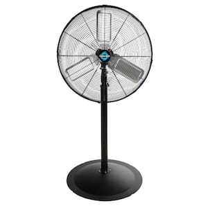 High Velocity Oscillating Metal Pedestal Fan Commercial, Industrial Use 3 Speed 24 in. Black