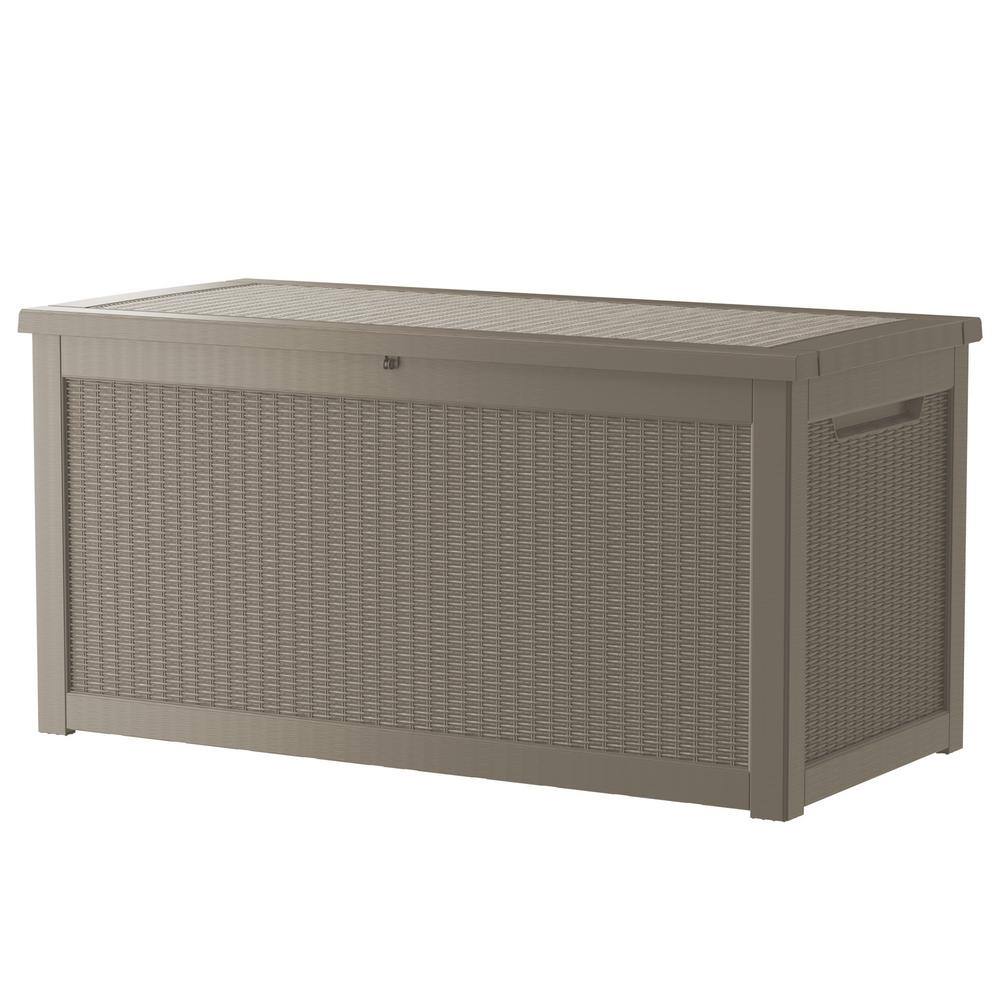 EasyUp 260 Gal. Light Brown Resin Outdoor Storage Deck Box 260GB-LB ...