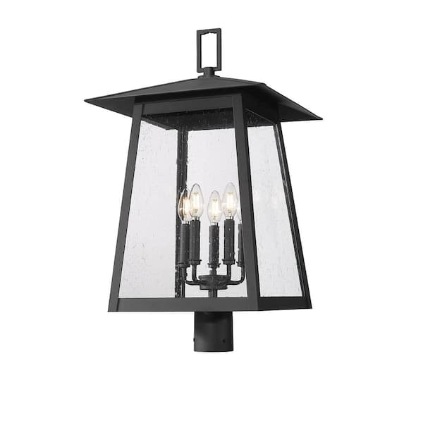 Filament Design Rainer 5-Light Black Aluminum Hardwired Outdoor Marine Grade Post-Light with no bulbs included