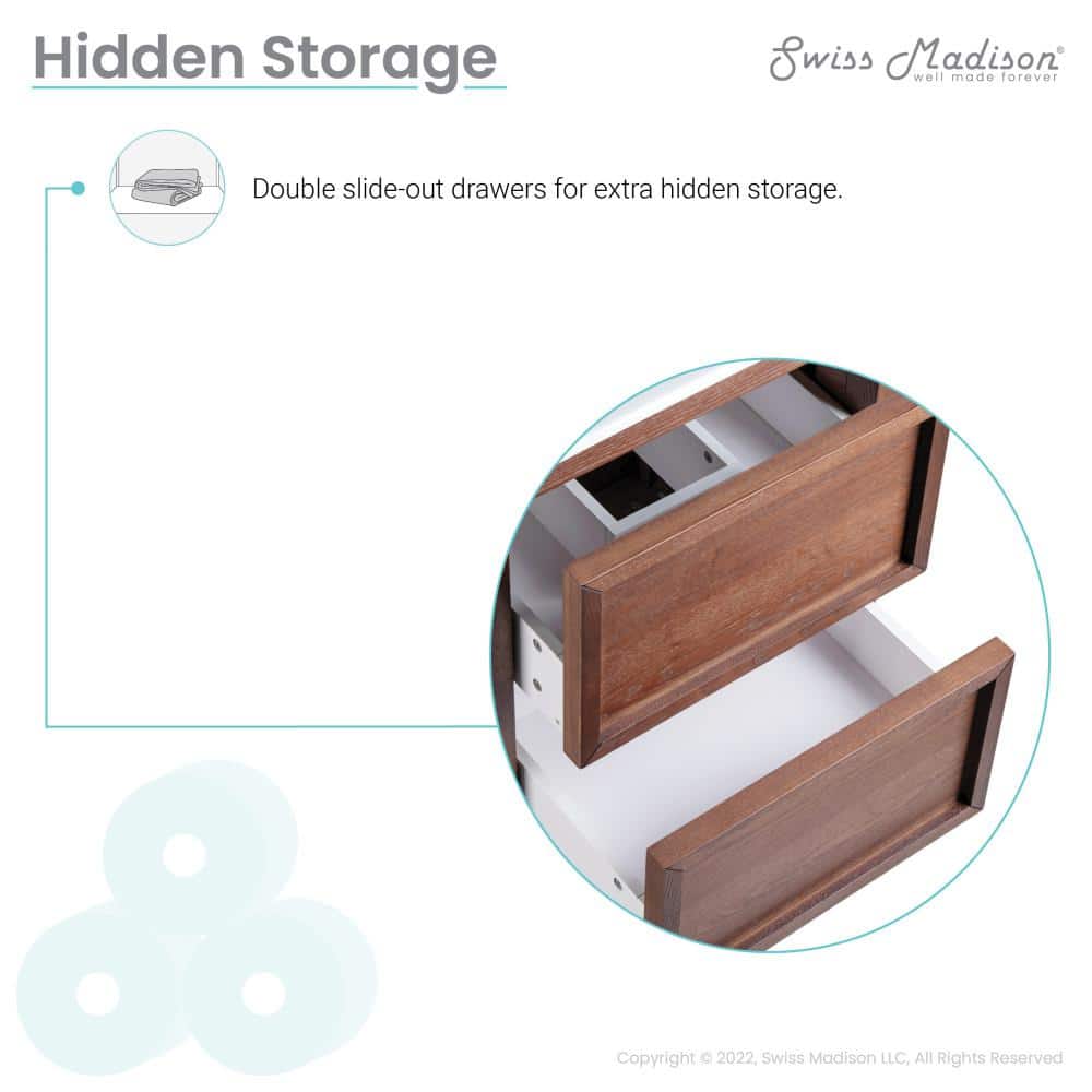 Nadar 24" Brown Walnut Bathroom Vanity with White Ceramic Sink