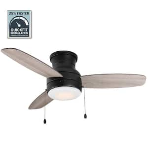 Ashby Park 44 in. White Color Changing Integrated LED Matte Black Ceiling Fan with Light Kit and 3 Reversible Blades