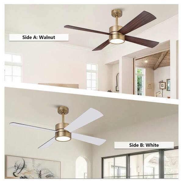 IHOMEadore 52 in. Indoor Modern Gold Downrod 6-Speed Smart Ceiling