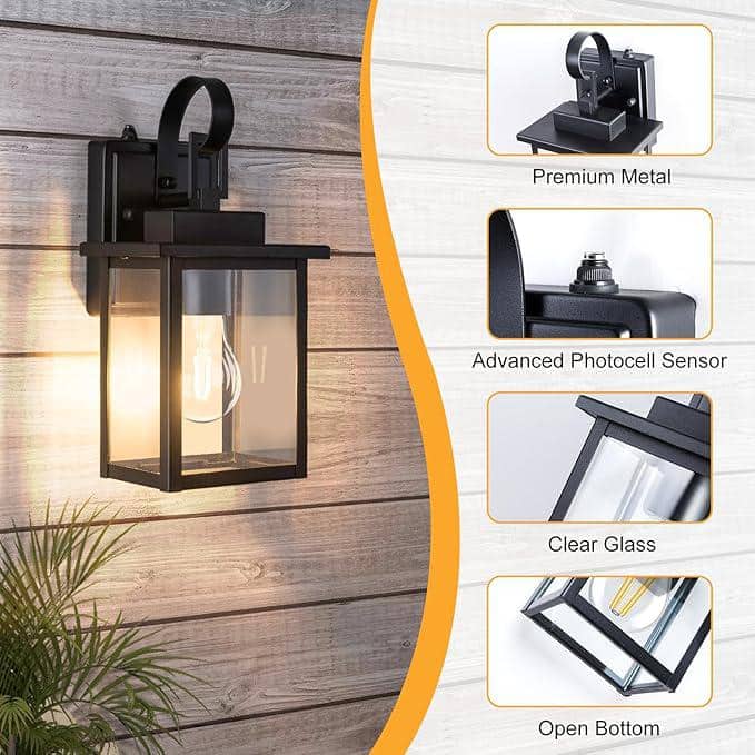Matte Black Dimmable Outdoor Wall Sconce with Clear Glass