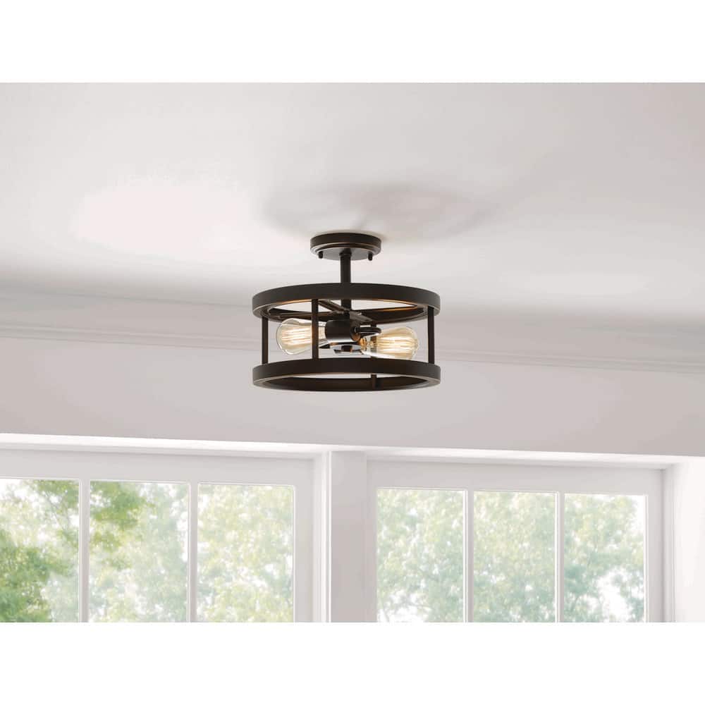 Moreland 13 in. 2-Light Oil-Rubbed Bronze Semi-Flush Mount price history on PriceWatchPro