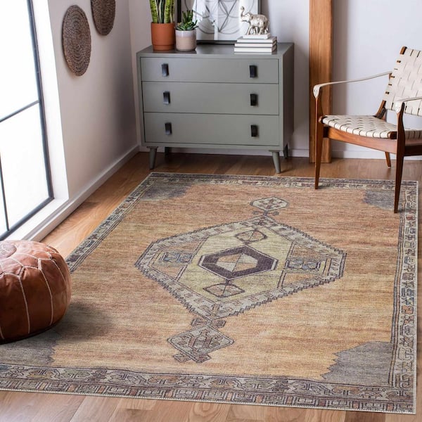 Medinah 8 ft. X 10 ft. Dark Red, Camel, Dark Brown Area Rug