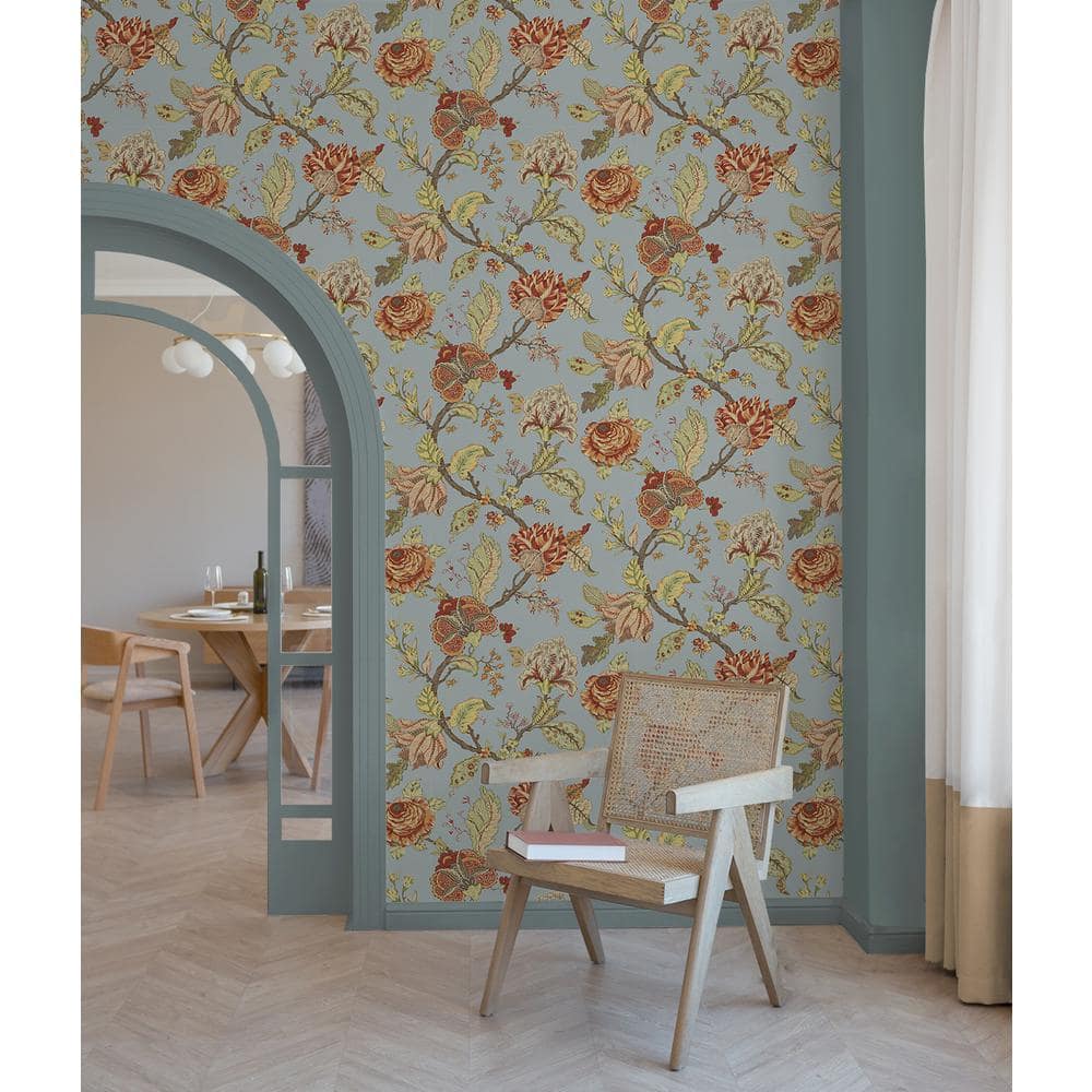 Blue Dusk Floral Vinyl Self-Adhesive Peel and Stick Wallpaper