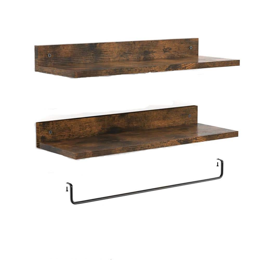 15.7 in. W x 5.1 in. D Dark Brown Decorative Wall Shelf, Floating Shelves W