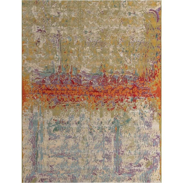 Unique Loom Outdoor Modern Crumpled Multi 10 ft. x 13 ft. 1 in. Area Rug