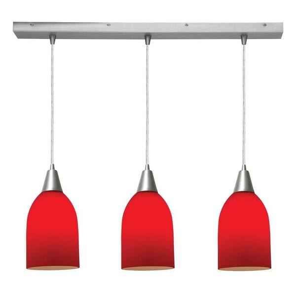 Access Lighting 3-Light Pendant Oil Rubbed Bronze Finish Red Glass-DISCONTINUED