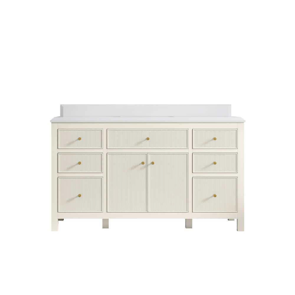 Sonoma 60'' Off-White Single Bathroom Vanity with Quartz Top