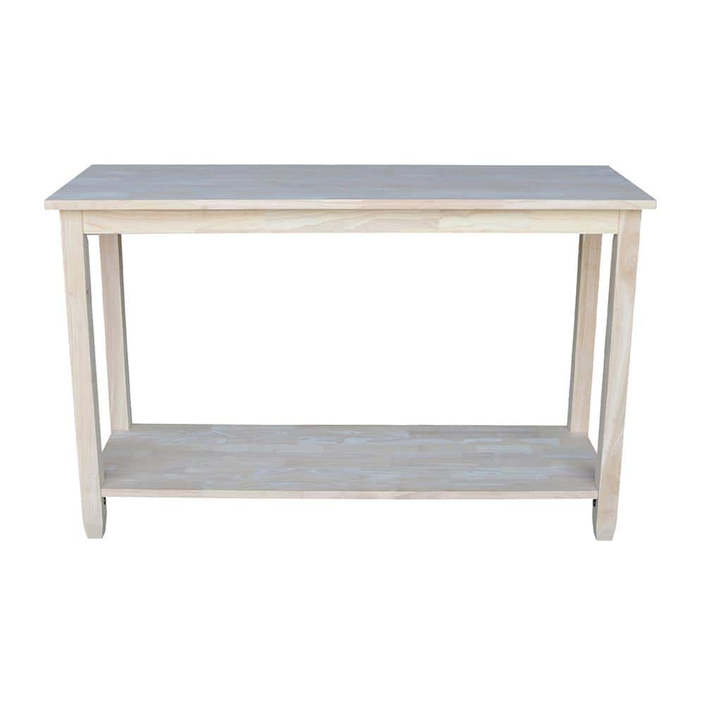 Solano Unfinished Solid Wood Console Table with Storage Shelf