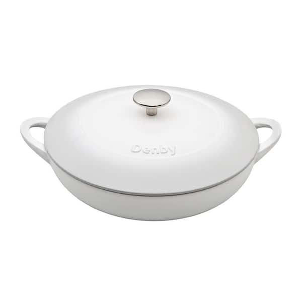 Denby Natural Canvas 4 qt. Round Cast Iron Casserole Dish in White with Lid