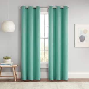 Darrell Mint Solid Polyester 37 in. W x 54 in. L Grommet Blackout Curtain