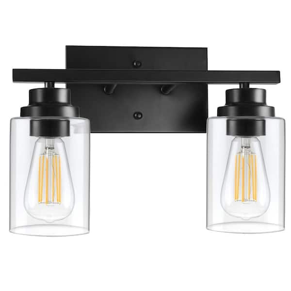 BLUEX BULBS 6 in. 2-Light Black Vanity Light Indoor Wall Sconce (2-Pack)