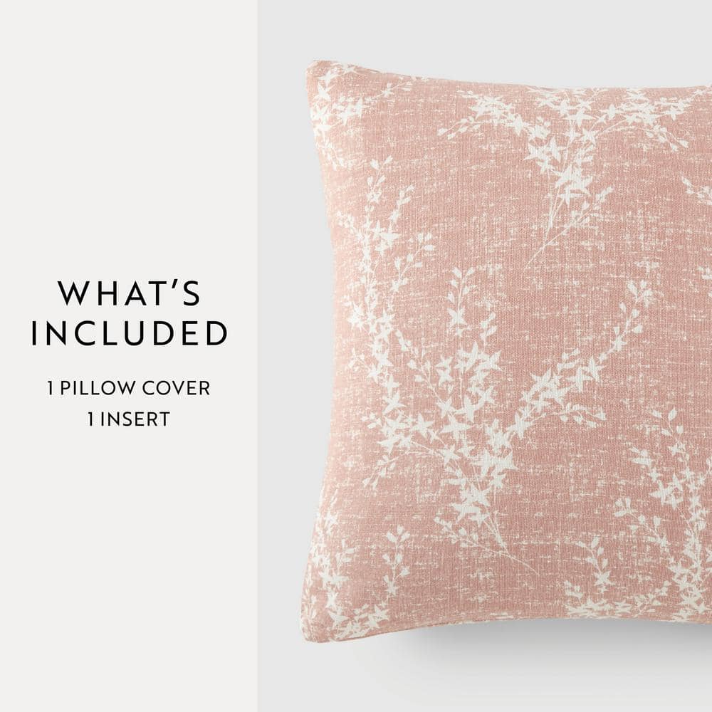 Willow Square Cotton Throw Pillow Set with Floral Patterns