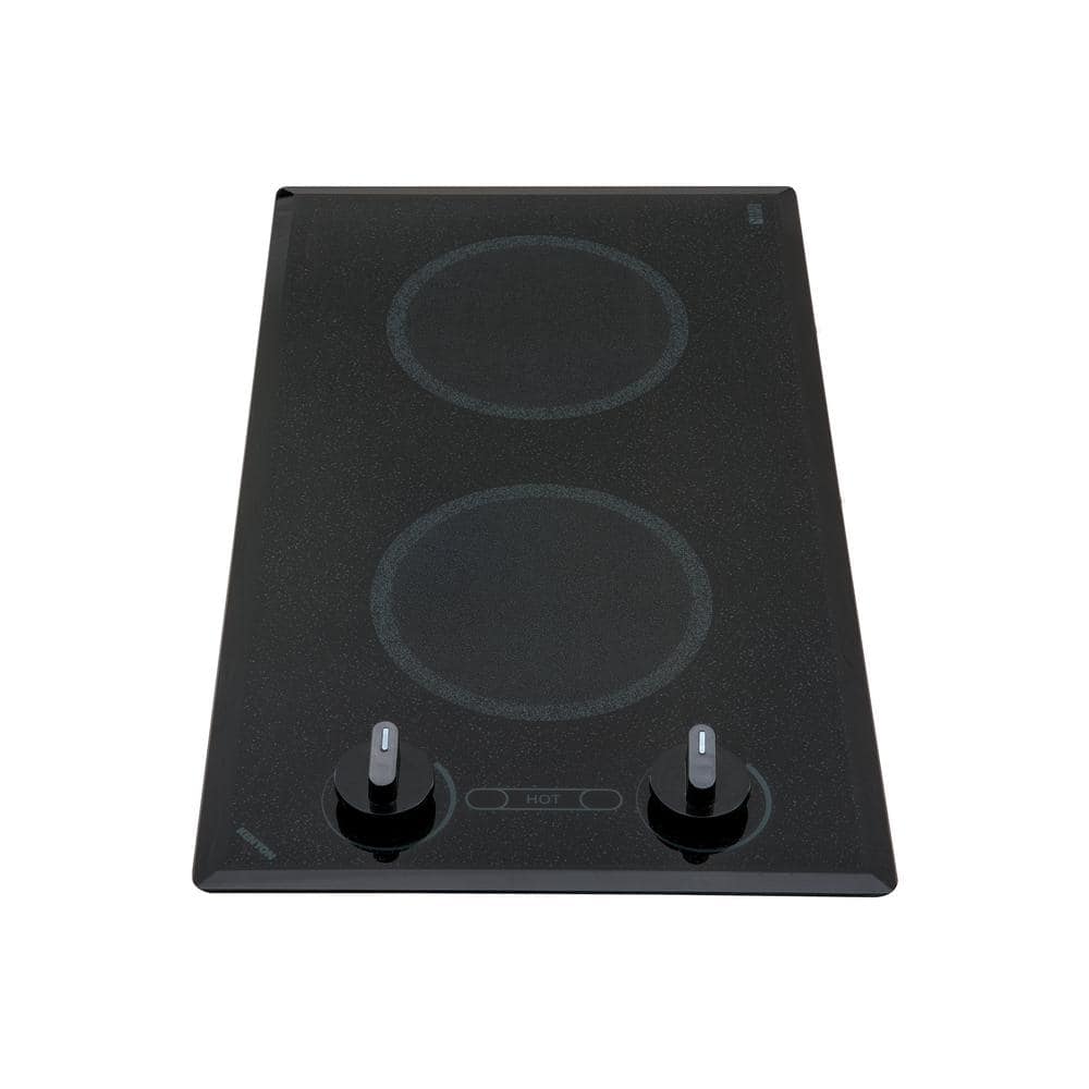 Kenyon Mediterranean 12 in. Radiant Electric Cooktop in Speckled Black with 2-Elements Knob Control 120-Volt