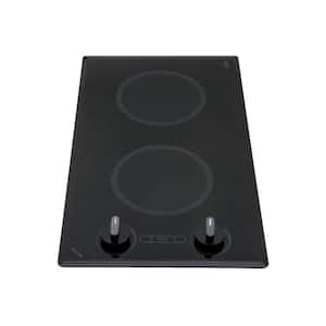 Mediterranean 12 in. Radiant Electric Cooktop in Speckled Black with 2-Elements Knob Control 120-Volt