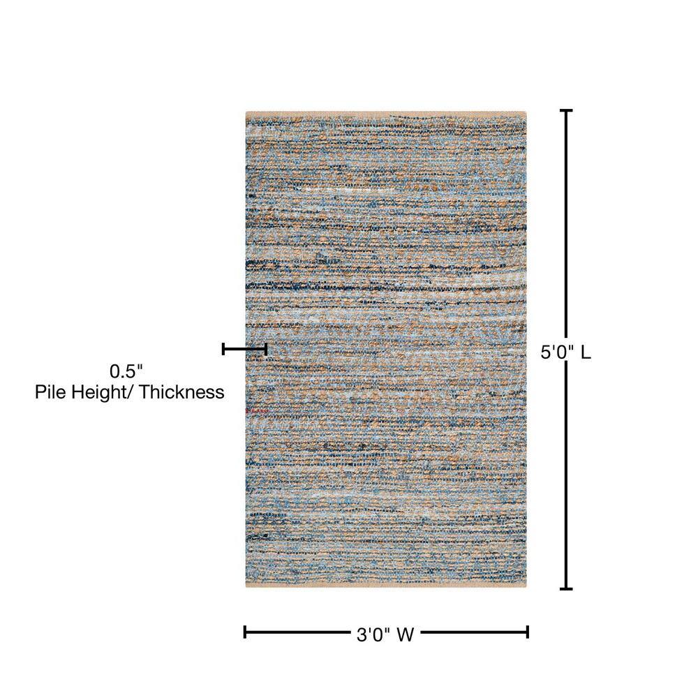 Cape Cod Blue and Natural Hand-Knotted Jute Area Rug