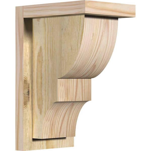 Ekena Millwork 6 in. x 8 in. x 12 in. Douglas Fir Ridgewood Rough Sawn Corbel with Backplate