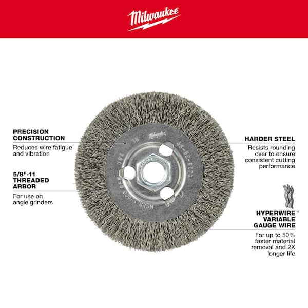  Milwaukee 48-52-5060 3-Inch Crimped Wire Cup Brush : Industrial  & Scientific