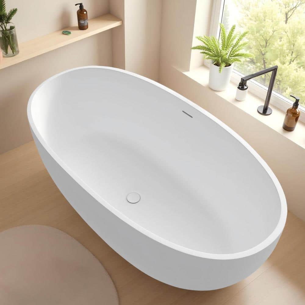 71 Inch Solid Surface Freestanding Bathtub, Stone Resin Deep Soaking Tub,Ultra Durable, Easy Clean, Drain Not Included price history on PriceWatchPro