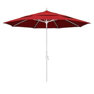 11 ft. Fiberglass Collar Tilt Double Vented Patio Umbrella in Red Olefin
