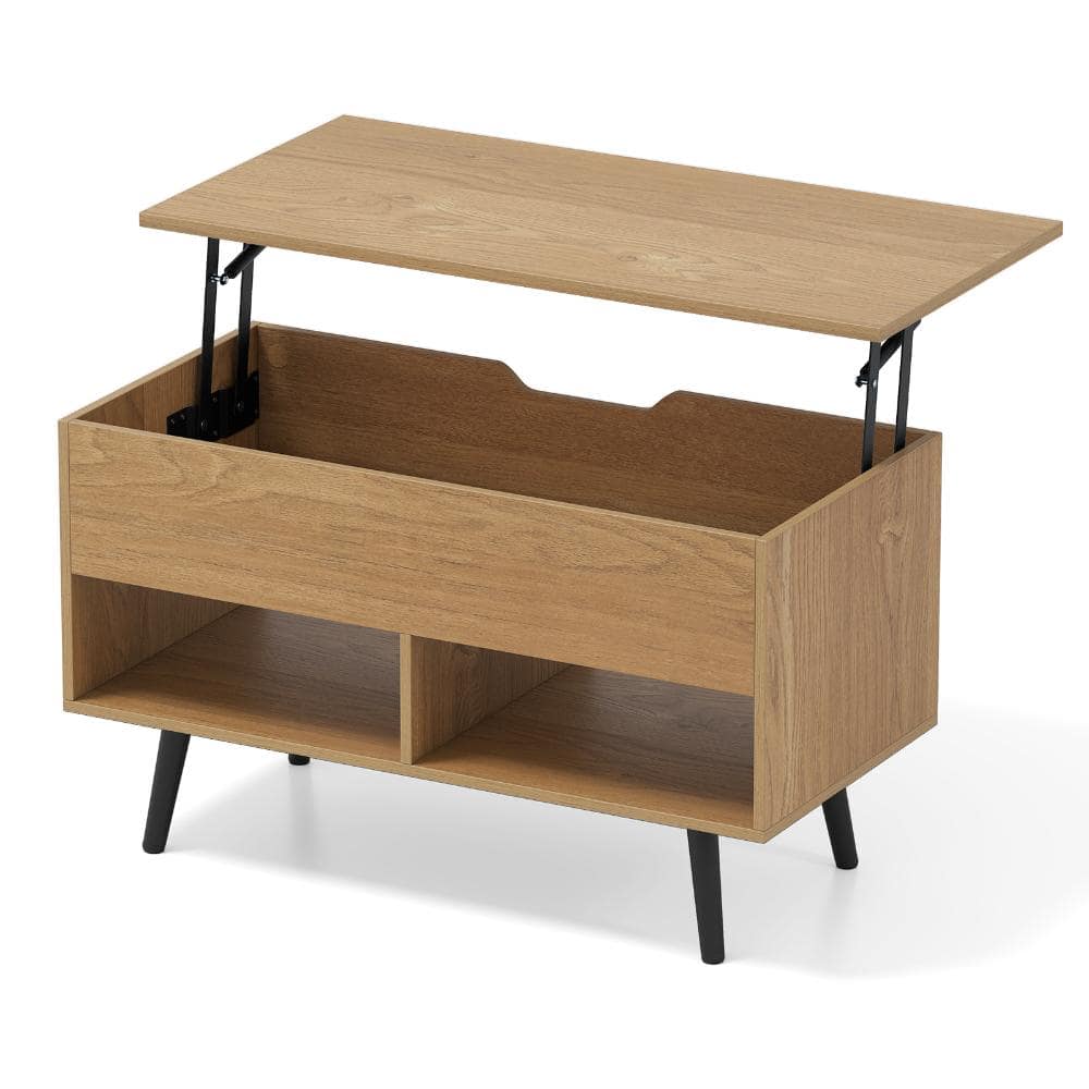 31.5 in. Natural Rectangle Wood Lift Top Coffee Table with Hidden Storage and 2 Open Shelves price history on PriceWatchPro