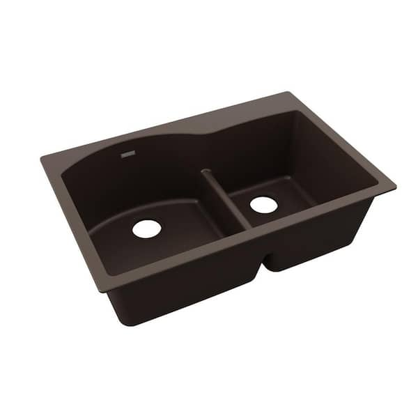 Elkay Quartz Classic Mocha Quartz 33 in. 60/40 Double Bowl Drop-In