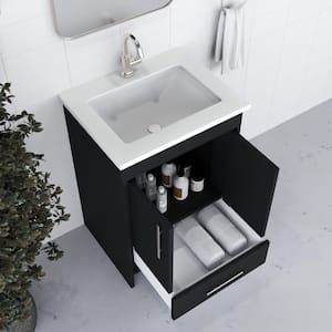 Capri 24 in. W x 22 in. D Bathroom Vanity in Black with Microstone Vanity Top in White with White Basin