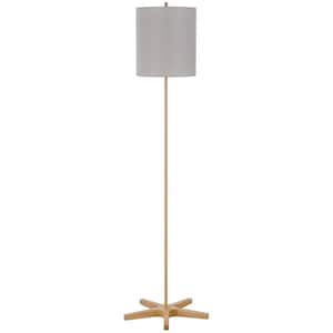 62 in. Height Light Oak Standard Metal Floor Lamp With Fabric Shade